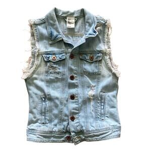 H&M Womens Light Wash Denim Biker Vest size 4